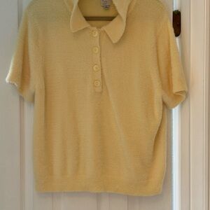 a new day Plush Short-Sleeve Polo Top - Pale Yellow XL